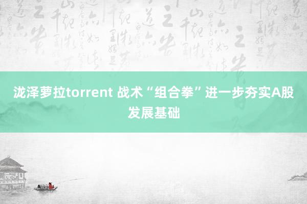 泷泽萝拉torrent 战术“组合拳”进一步夯实A股发展基础