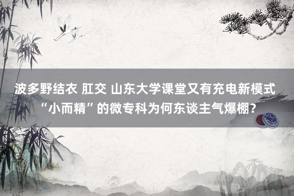 波多野结衣 肛交 山东大学课堂又有充电新模式 “小而精”的微专科为何东谈主气爆棚？