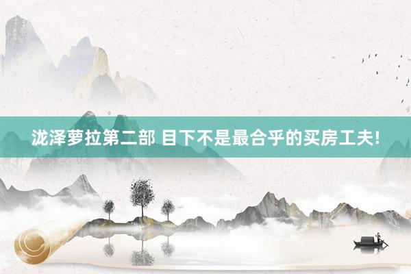 泷泽萝拉第二部 目下不是最合乎的买房工夫!