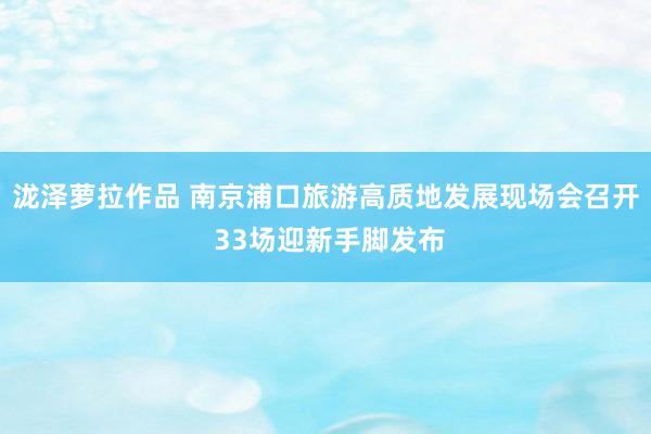 泷泽萝拉作品 南京浦口旅游高质地发展现场会召开 33场迎新手脚发布