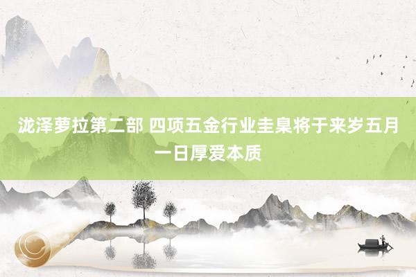 泷泽萝拉第二部 四项五金行业圭臬将于来岁五月一日厚爱本质