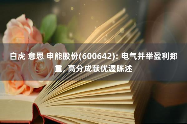 白虎 意思 申能股份(600642): 电气并举盈利郑重， 高分成献优渥陈述