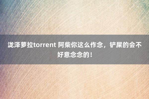 泷泽萝拉torrent 阿柴你这么作念，铲屎的会不好意念念的！