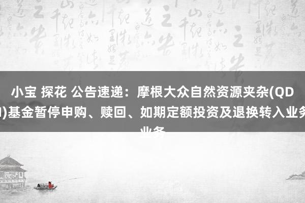 小宝 探花 公告速递：摩根大众自然资源夹杂(QDII)基金暂停申购、赎回、如期定额投资及退换转入业务