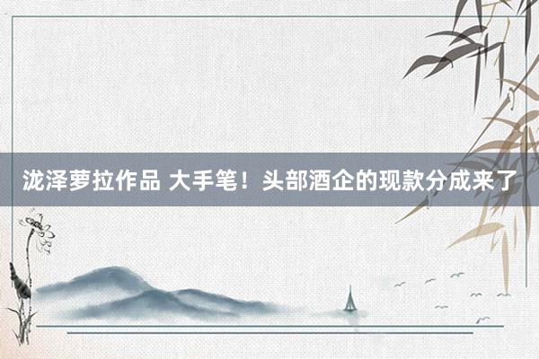 泷泽萝拉作品 大手笔！头部酒企的现款分成来了