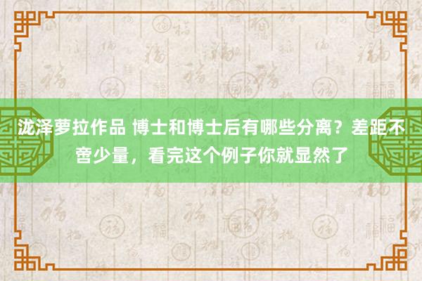 泷泽萝拉作品 博士和博士后有哪些分离？差距不啻少量，看完这个例子你就显然了