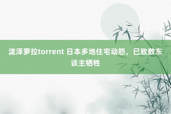 泷泽萝拉torrent 日本多地住宅动怒，已致数东谈主牺牲