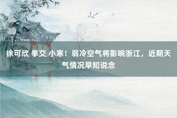 徐可欣 拳交 小寒！弱冷空气将影响浙江，近期天气情况早知说念