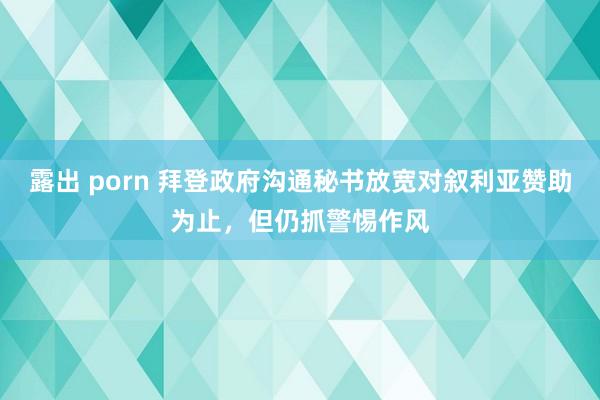 露出 porn 拜登政府沟通秘书放宽对叙利亚赞助为止，但仍抓警惕作风