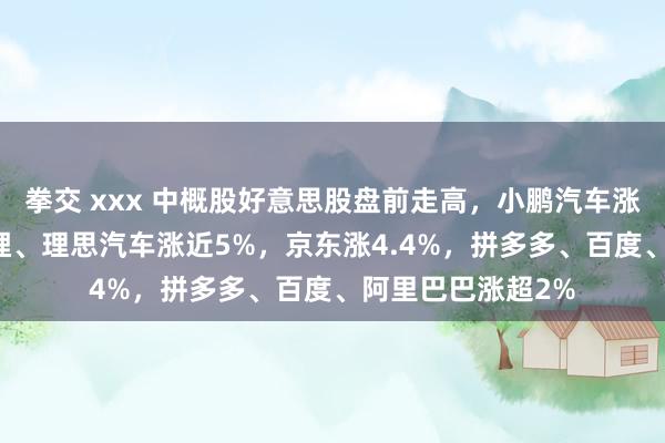 拳交 xxx 中概股好意思股盘前走高，小鹏汽车涨超10%，哔哩哔哩、理思汽车涨近5%，京东涨4.4%，拼多多、百度、阿里巴巴涨超2%