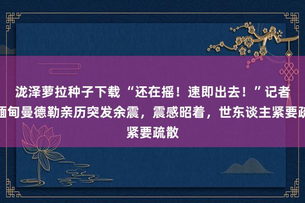 泷泽萝拉种子下载 “还在摇！速即出去！”记者在缅甸曼德勒亲历突发余震，震感昭着，世东谈主紧要疏散