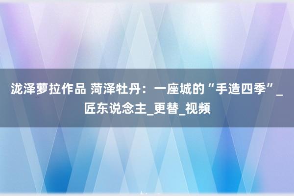 泷泽萝拉作品 菏泽牡丹：一座城的“手造四季”_匠东说念主_更替_视频